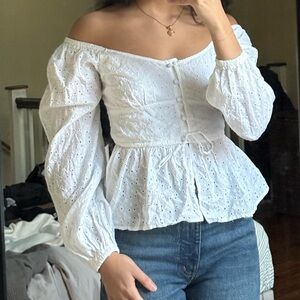Elegant White Off-Shoulder Women's Top